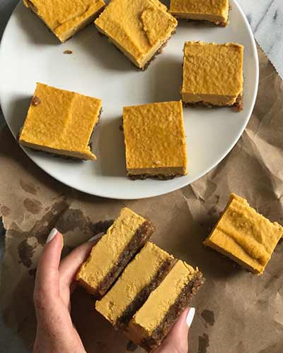 Raw Pumpkin Cheesecake Bars